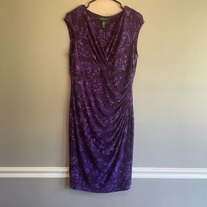 Ralph Lauren Dress Purple floral women’s size 14P 14 P